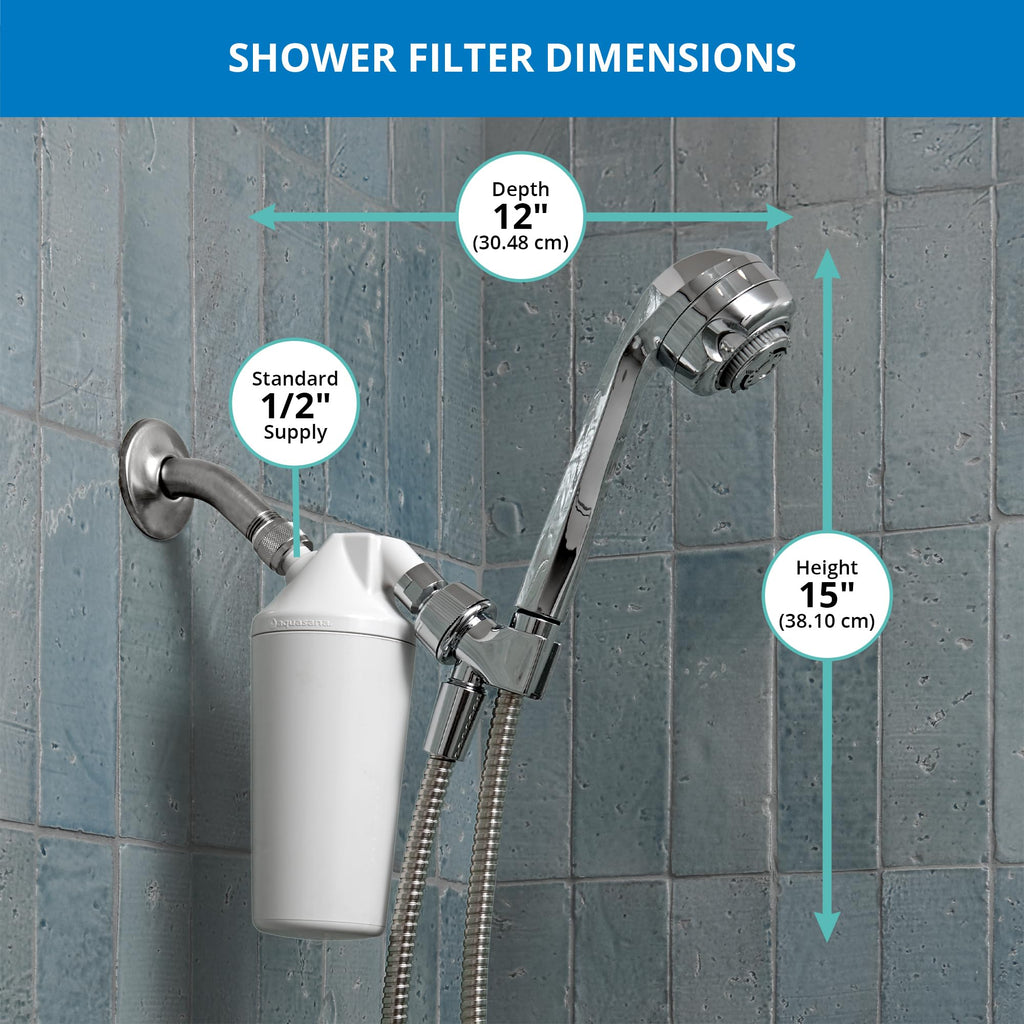 Aquasana Shower Filter for Hair & Skin | Reduces 90% of Chlorine | Handheld Wand Shower Head with 3 Settings | Dermatologist-Recommended | WaterSense Certified | Chrome | AQ-4105CHR-E