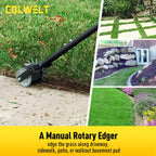 Colwelt Wheel Rotary Edger Lawn Tool 59’’, Manual Lawn Edger with Extra-Wide Rubber Wheel, Lawn Edgers Manual with Reinforced Bracket, Grass Edger Edging Tool for Landscaping, Sidewalk, Driveway, Yard