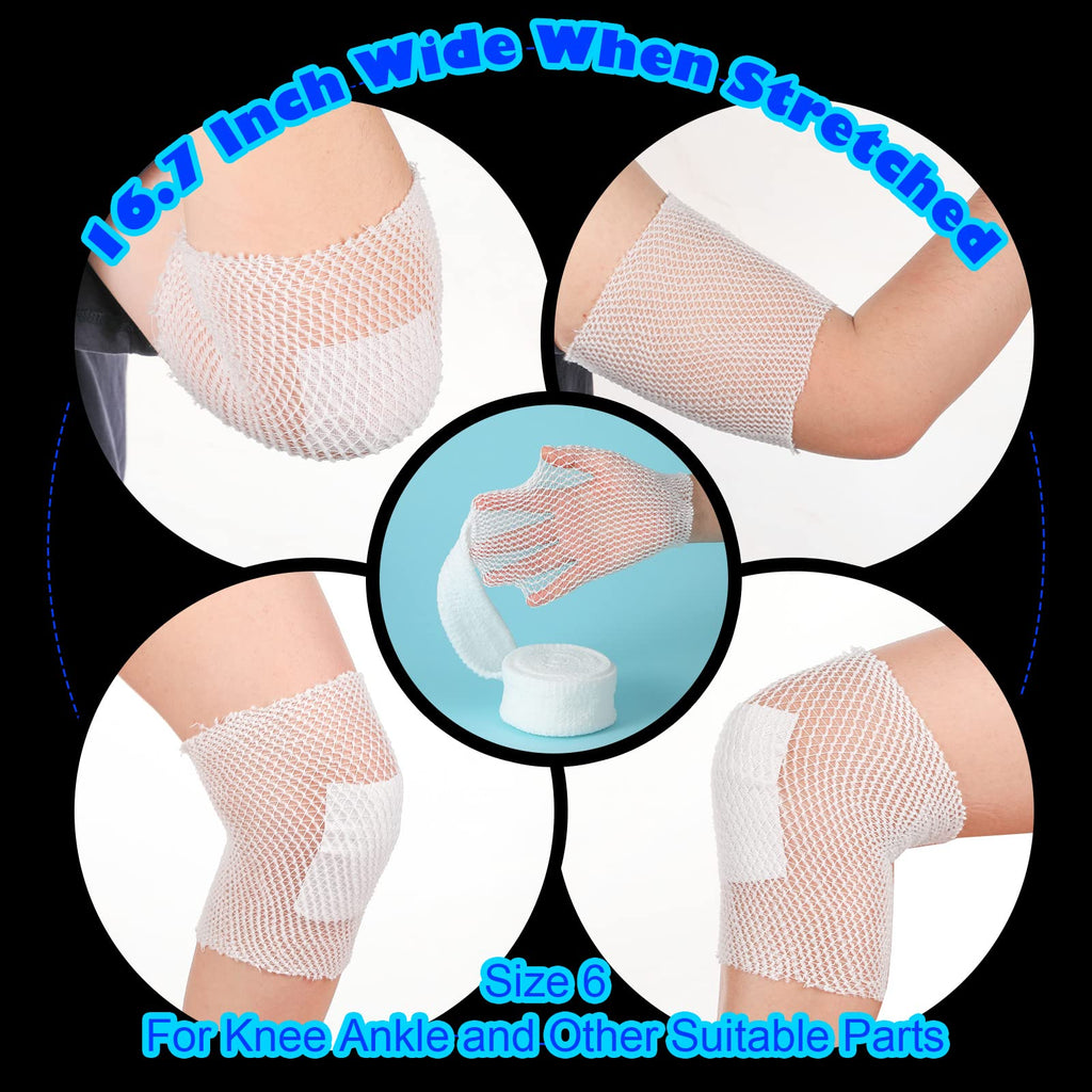 2 Rolls Tubular Bandage Elastic Net Wound Dressing Stretch Dressing Retainer Tubular Elastic Gauze Bandage for Wound Arm, Without the Use of Adhesive Tape (Size 6/16.7 Inch x 16.4 Yard Stretched)