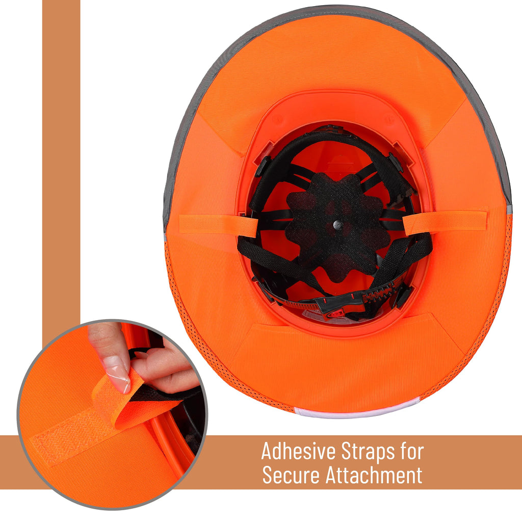 UNCO- Hard Hat Sun Shield, 3 Pack, Orange, Full & Standard Brim Mesh Sunshade High Visibility Reflective, Hard Hat Accessories