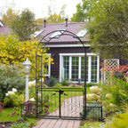 VINGLI Garden Arbor Arch with Gate and Planter Box, Wedding Arch Archway for Ceremony Party, Trellis for Plant Climbing, Christmas Decorations Pergola for Backyard, Lawn, Patio, Yard