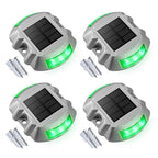 VOLISUN Christmas Solar Deck Lights Driveway Dock Lights, 4-Pack Led IP68 Waterproof Outdoor Warning Step Light for Driveway Sidewalk Garden Pathway Yard(Green, Auto On/Off