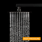 BESy 8 Inch Rain Shower Head, 8" Square Rainfall & High Pressure Stainless Steel Bath Showerhead, 1/16" Ultra Thin, Waterfall Full Body Coverage with Silicone Nozzle, Oil Rubbed Bronze Finish
