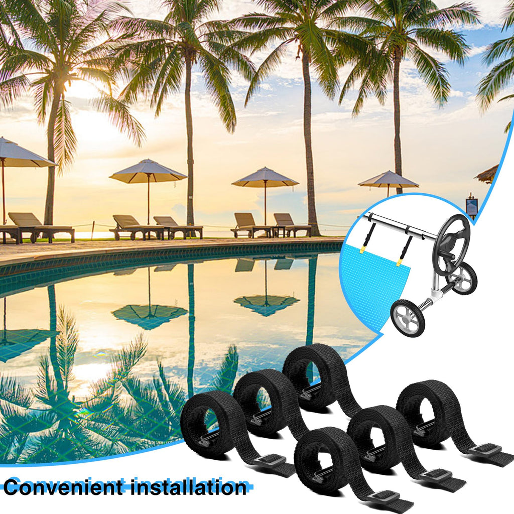 36 Pcs Pool Solar Cover Reel Attachment Kit, Solar Cover Reel Blanket Straps and Clips for Universal Inground Swimming Pool (Yellow, 36Pcs)