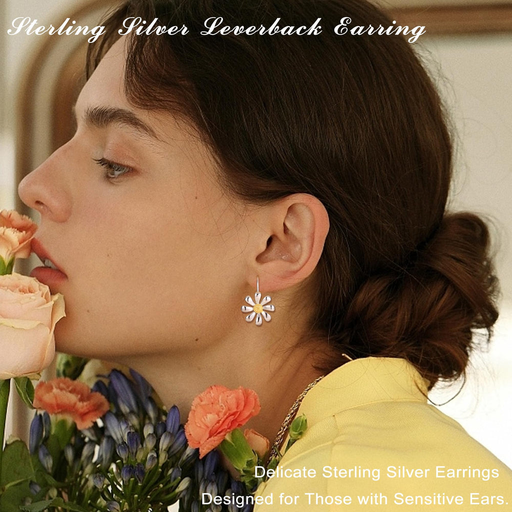 MILACOLATO 925 Sterling Silver Daisy Earrings for Women Flower Earring