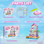 Beach House Building Sets, Seaside Villa House Building Toys Compatible with Lego Friends Sets for Girls Age 8-12, Creative Holiday Cottage Building Kit, Gift for Christmas, Valentine's Day, Party