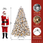 SHareconn 7ft Snow Flocked Spruce Pre-lit Artificial Christmas Tree, White