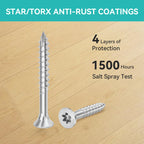 Wood Screws Torx Star Drive #4 × 3/4 inch Deck Screws T10 Flat Head Countersunk Self Tapping Thread Cut 1100pcs M3 × 20 Galvanized Carbon Steel Very Small Size Screw(1100PCS/2LB)