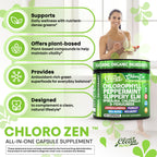 Clean Nutra Chlorophyll Capsules + Peppermint Slippery Elm Spirulina Chlorella Fenugreek Ashwagandha Sea Moss Supplement – Ph Balance for Women Detox Internal Deodorant Supplement + Prebiotics 60 Ct