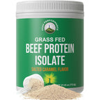 Grass Fed Beef Protein Powder - Lactose Free Great Tasting Beef Protein Isolate. Complete Animal Based Non Dairy Paleo Carnivore Supplement for Prime Muscle Building. No Whey. Salted Caramel Flavor