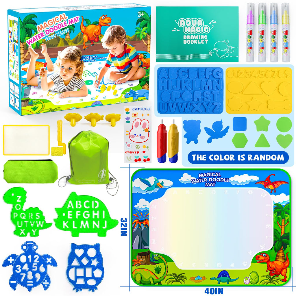 Water Doodle Mat, 40 x 32 Inch Mess Free Drawing Mat, Educational Toy for 3 4 5 6 7 8 Years Old Boys Girls, Neon Color Mat Doodle Board Writing Drawing Toys Holiday Christmas Birthday Gifts