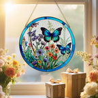 Stained Glass Window Hanging, 8 Inch Butterfly Sun Catchers Indoor Window, Suncatchers for Windows Hanging, Home Decoration and Christmas, Festival, Mother's Day, Birthday, Gifts for Women, Mom