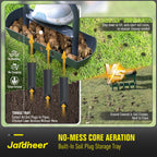Jardineer Lawn Aerator Coring Tool with Soil Core Tray, Core Aerator with 4" Deep Plugs and Wider Foot Pedal, Manual Grass Plug Aeration Tool for Compacted Soil, Improving Lawn Health