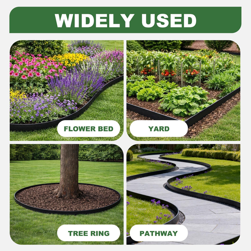 Metal Landscape Edging Border 6 Packs 42'' L x 4.5'' H, Galvanized Steel Garden Edging Border with 6 Stakes, Hammer-in Lawn Edging for Landscaping, Flower Bed, Yard, Pathway, Tree Ring (21ft Total)