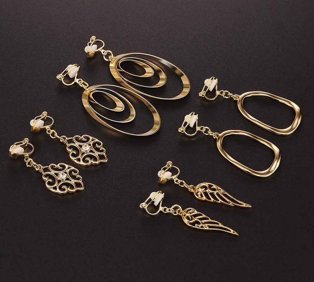 15 Pairs Gold Clip on Earrings for Women Fashion：Celtic Knot,Long Bar,Tear Drop Earring Clip on Hoop Earings for Women-Clipon Ear Rings for Womens (#3)