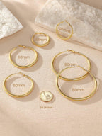 KeyStyle Large Gold Hoop Earrings for Women,5 mm Thick Big Hoop Earrings