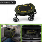 Saudism Pet Stroller for Dogs Cats up to 50 lbs, Foldable Dog Stroller with 360° Swivel Wheels, Detachable Carrier, Adjustable Handle, Travel Dog Stroller for Small Medium Large Pets, Green