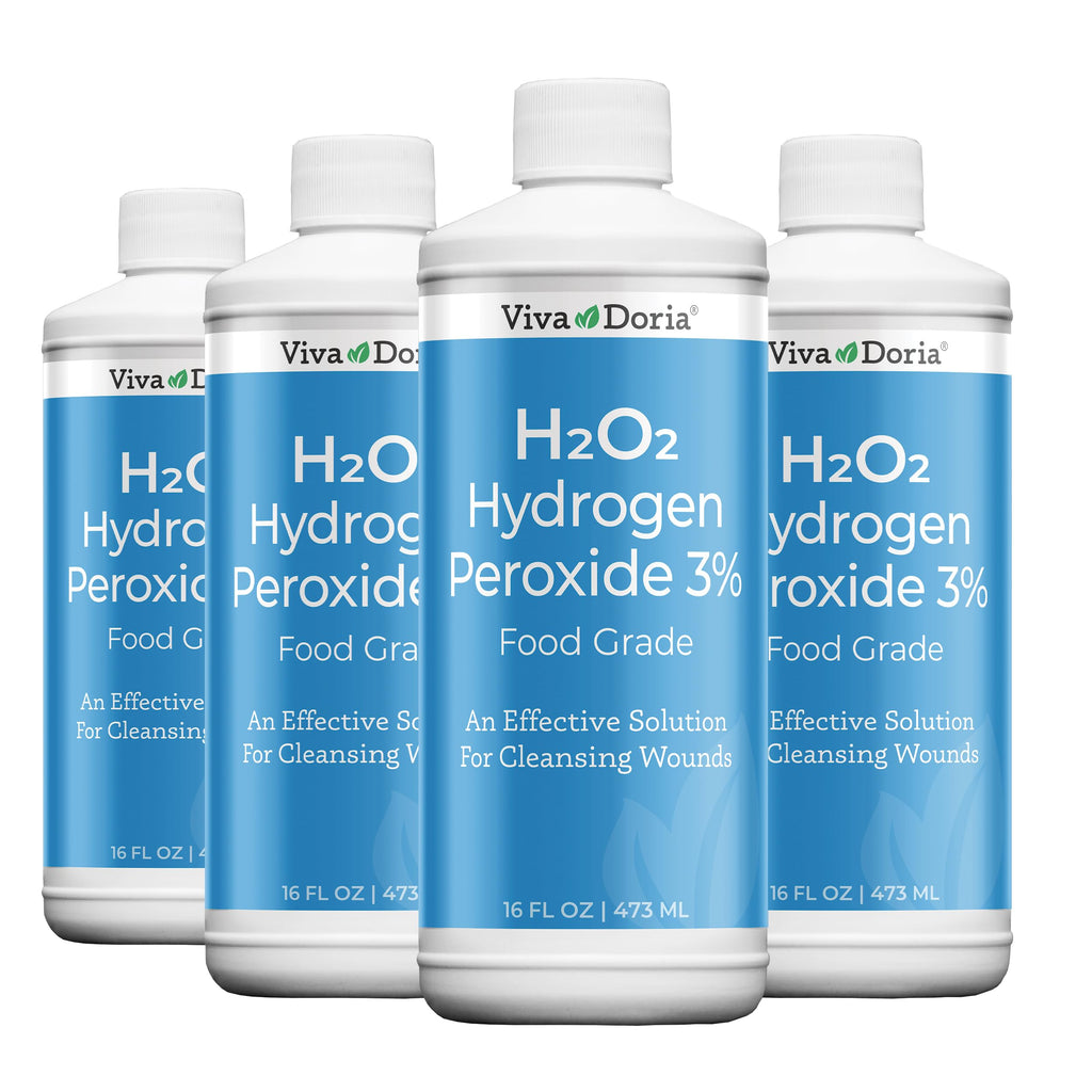 Viva Doria Hydrogen Peroxide 3 Percent, Food Grade, 3% Hydrogen Peroxide Food Grade, 16 Fluid Ounce (4 Pack)