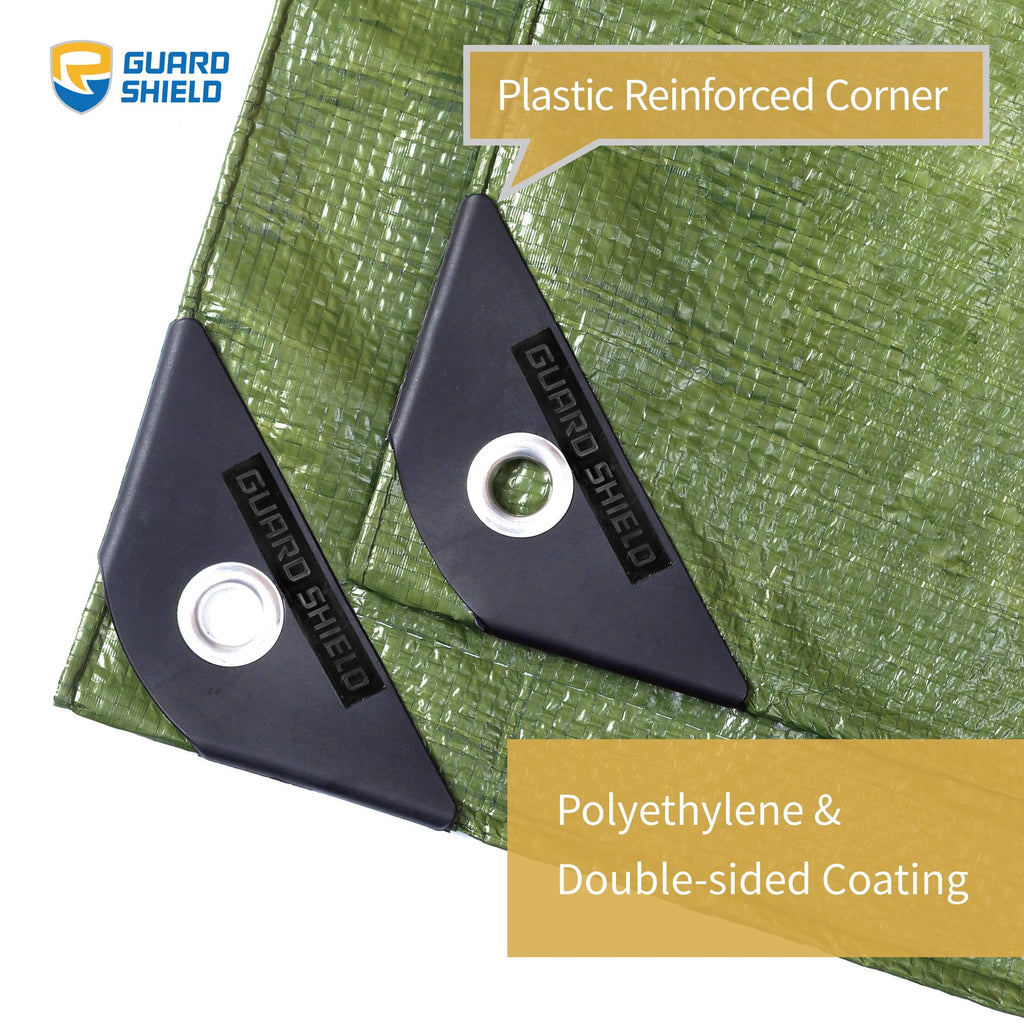 GUARD SHIELD Tarp Green 16x20 Feet Multi Purpose Waterproof Poly Tarp Cover 4mil (2-Pack)