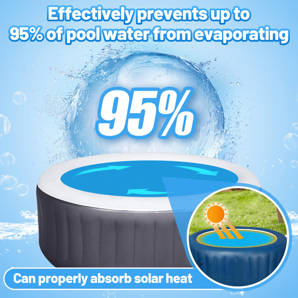 MADHOLLY Spa Hot Tub Cover for Heat Retention - 7FT Dia Round 16-Mil Heavy-Duty Bubble Solar Blanket for Preventing Water Evaporation, Easy to Cut and Clean