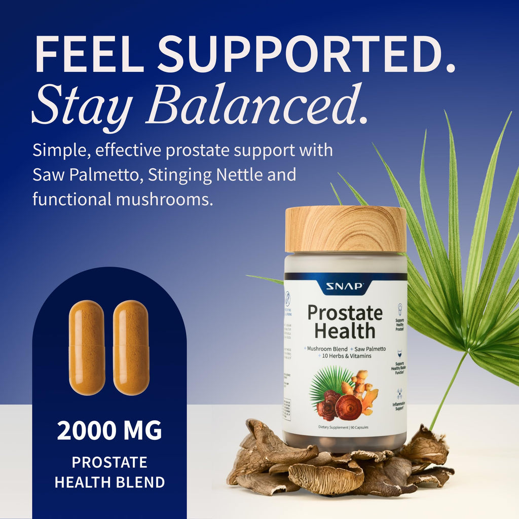 Snap Supplements Nitric Oxide Booster + Prostate Health Supplements for Men, Circulation, Stamina & Urinary Support, L-Citrulline, L-Arginine, Saw Palmetto for Men, Caffeine-Free, 90 Capsules Each