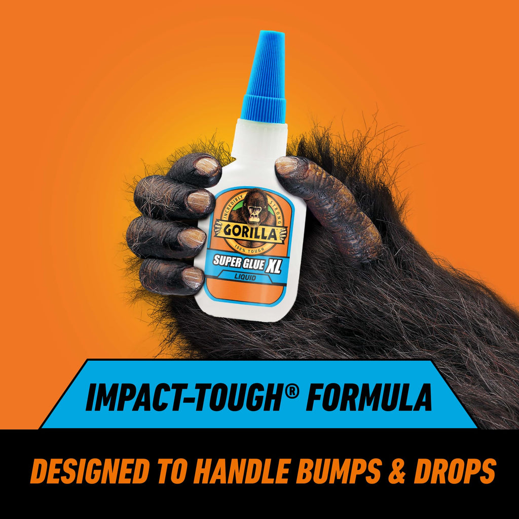 Gorilla Super Glue XL, Clear Glue, 25 Gram (Pack of 2) - All Purpose and Fast Setting for Projects and Repairs
