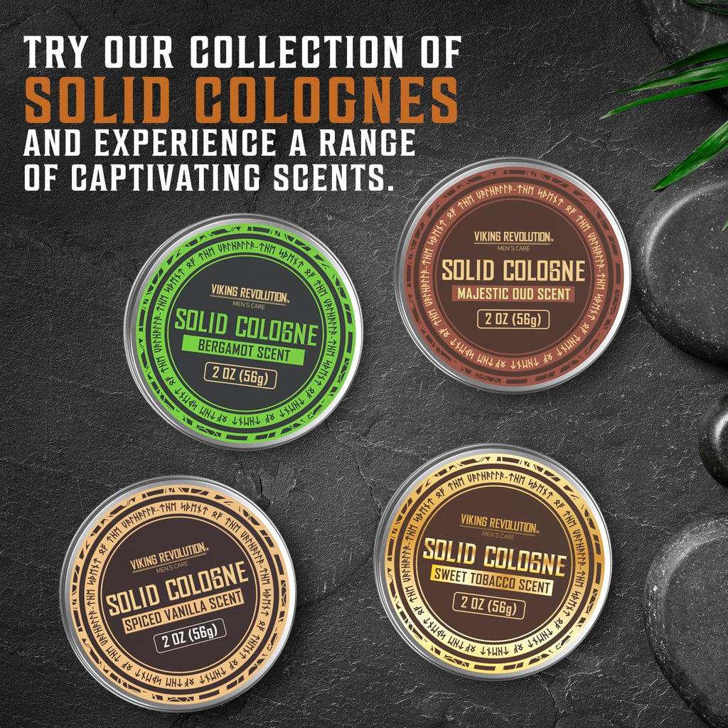 Viking Revolution Majestic Oud Solid Cologne for Men 2 Oz - Perfume Balm Travel Wax (1 Pack)