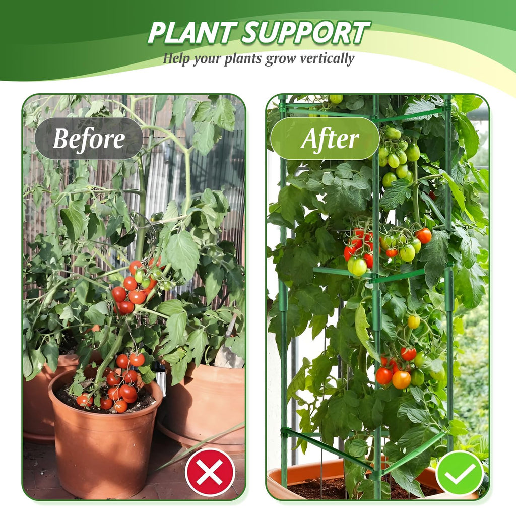 6 Pack Tomato Cage for Garden & Pots, Rust-Resistant Metal Plant Support