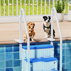 VINGLI Pool Ladder Heavy-Duty Safety Step for Above Ground Pools Stair Entry System with Handrails, White and Grey (White & Blue, 4 Steps)