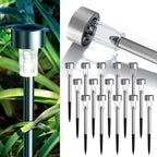 GIGALUMI 16 Pack Solar Lights Outdoor Waterproof,Stainless Steel LED Solar Garden Lights for Patio, Lawn, Yard and Landscape(Cold White)