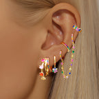 ISUEVA 14K Gold Silver Zircon Colorful Earrings For Women Earring Stacks