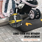 VEVOR 3" Rise Rubber Threshold Ramp, 35.6" Wide Wheelchair Ramp Doorway, Natural Curb Ramp, 33069Lbs Load Capacity, Non-Slip Textured Surface Rubber Curb Ramp for Wheelchair and Scooter