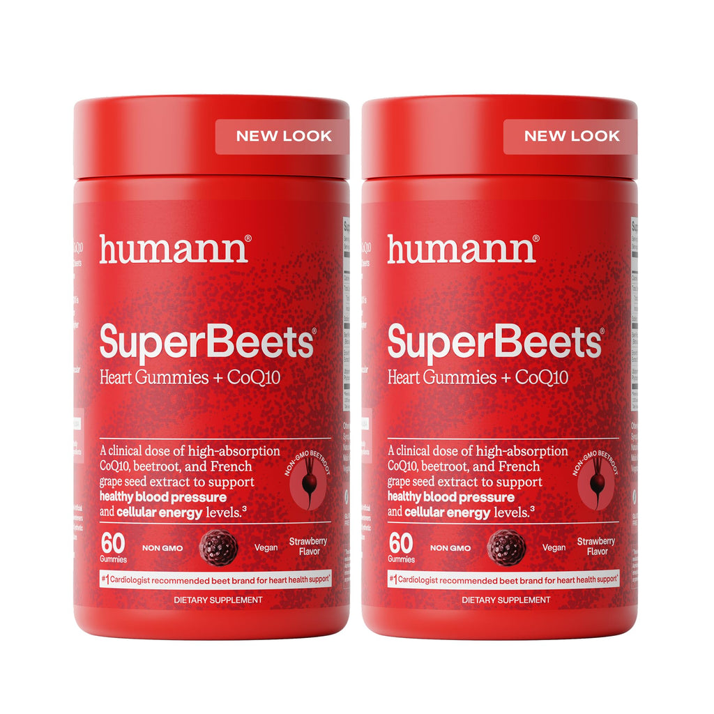 Humann SuperBeets Heart Gummies Advanced - CoQ10 150 mg Plus Beet Root Powder & Grape Seed Extract, 120 Count