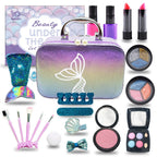 Kids Makeup Set for Girls - Non Toxic Washable Mermaid Makeup Kit, Little Mermaid Toys for Girl 5-7, 8-12，Princess Dress up Beauty Vanity Set，Ideal Party Gifts for Halloween Christmas and Birthday