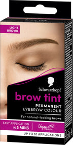 Schwarzkopf Brow Tint Light Brown, Permanent Eyebrow Colour for up to 10 Applications, Lasts up to 4 Weeks and Covers Grey Hairs, Waterproof & Smudge-proof, Vegan Formula, 10 ml