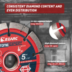 EZARC 5 inch Segmented Diamond Blade, Diamond Cutting Wheel for Angle Grinder Stone Master, 5" Stone Blade for Cutting Concrete Granite Masonry Brick, 7/8"-20mm-5/8 Arbor (2-Pack)