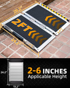VNN Portable Wheelchair Ramp 2FT, Non-Slip Aluminum Ramps for Wheelchairs for Home, Handicap Wheelchair Ramps for Home Steps, Aluminum Loading Dock Plates