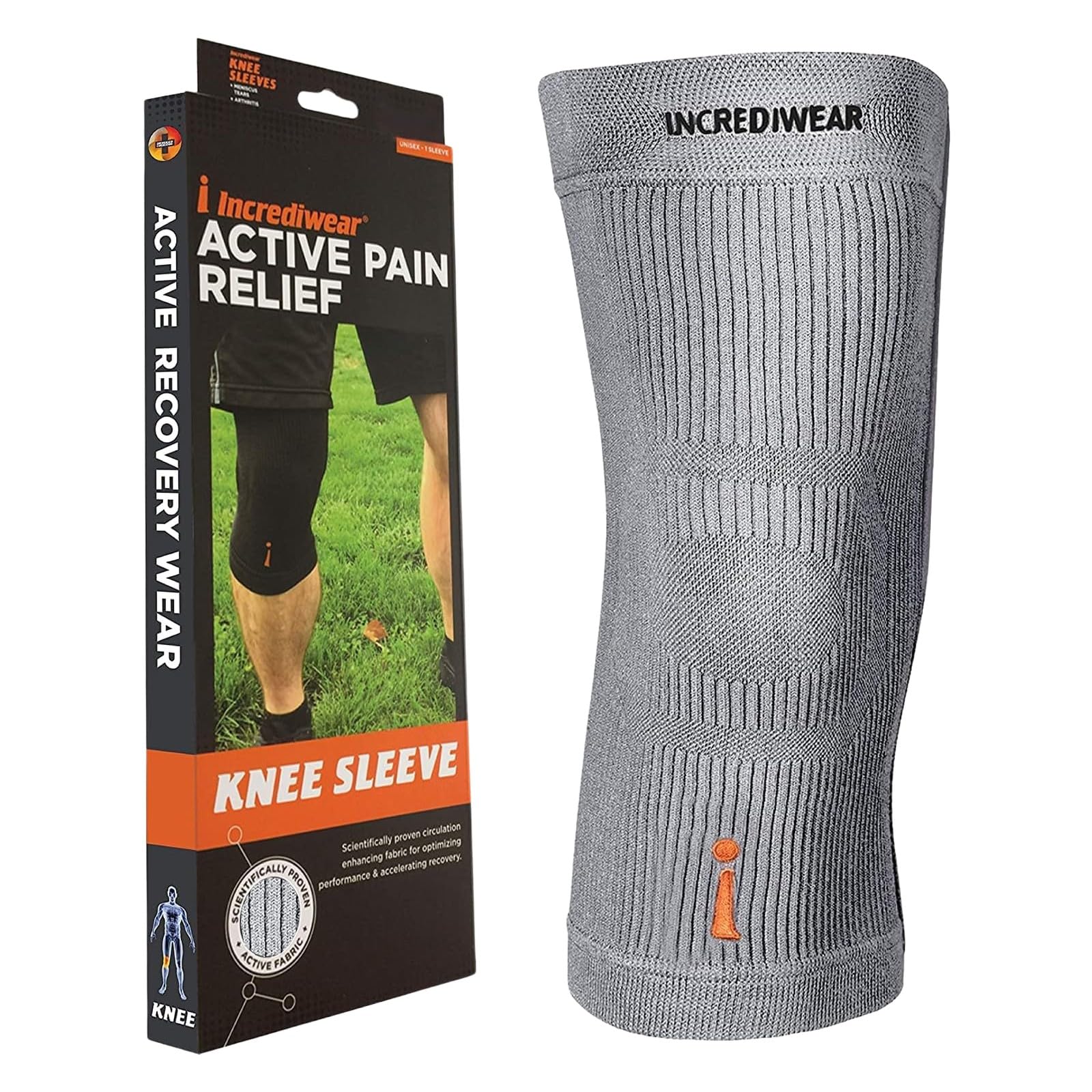 Incrediwear Knee Sleeve – Knee Braces for Knee Pain, Joint Pain Relief, Swelling, Inflammation Relief, and Circulation, Knee Support for Women and Men, Fits 18”-22” Above Kneecap (Grey, X-Large)