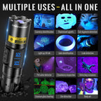 DARKBEAM UV Flashlight 365nm & 395nm Dual Black Light, Blacklight USB Rechargeable LED Ultraviolet Flashlights, Powerful Focusable Woods Lamp Pet Urine Detector, for Uranium Glass, Resin Curing