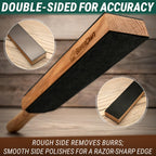 BeaverCraft Leather Strop for Knife Sharpening - Dual-Sided Knife Strop with Stropping Compound Kit - Honing Strop Block 14" for Woodcarving Tools, Chisel Knife Sharpening Kit Leather Sharpener LS6P1