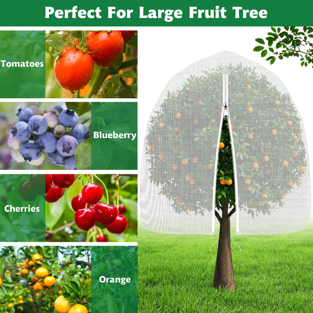OZMI Bird Netting for Garden, 6 x 6 FT Blueberry Bush Netting Cover with Zipper, Drawstring Reusable Mesh Plant Protector for Shrubs Bush Fruit Tree Potted (2 Pack)
