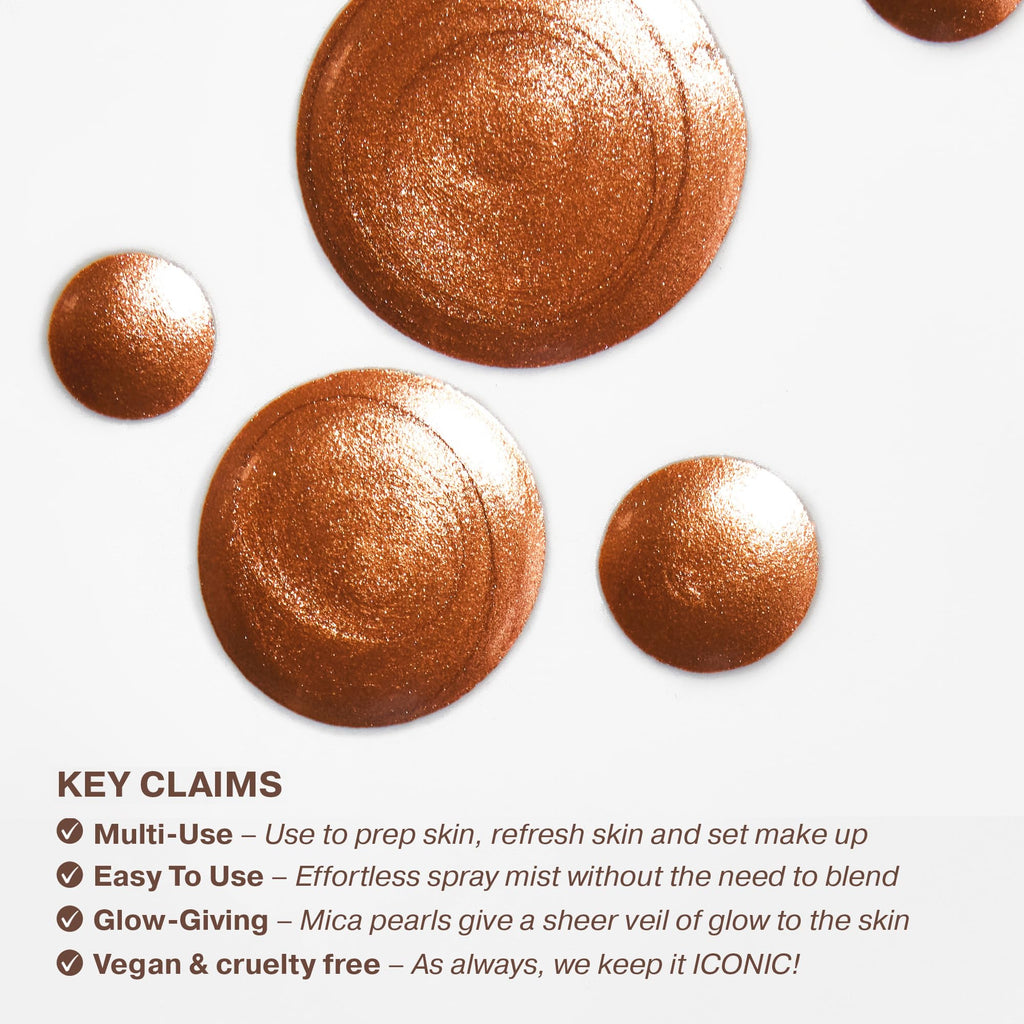 ICONIC LONDON Prep-Set-Glow | Hydrating + Setting + Glowing Spray, 3-in-1 Formula for a Dewy, Radiant Finish, Cruelty-Free, Vegan Makeup, 4.22 Fl oz