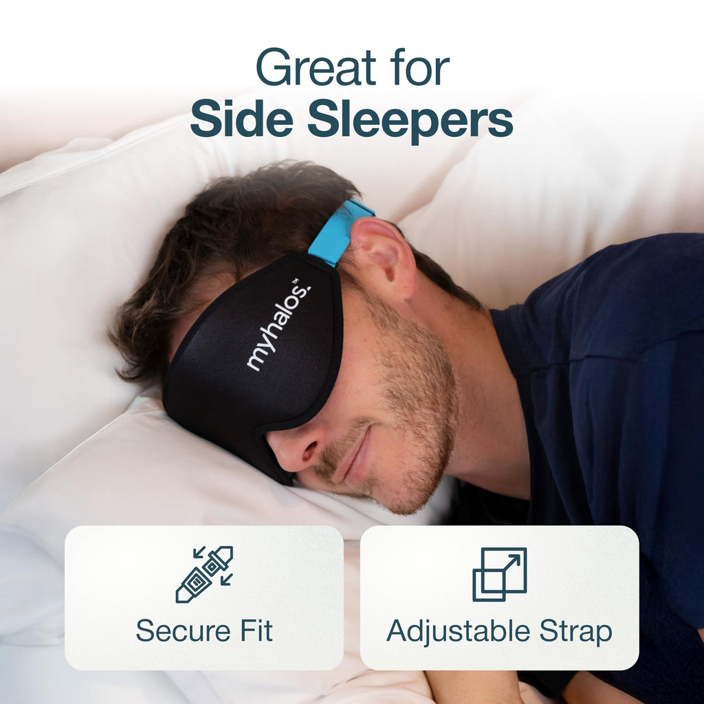 MyHalos® Sleep Mask – 3D Blackout Eye Mask for Women & Men, Side Sleepers, Zero Pressure Memory Foam Eyelash Friendly, Breathable,Award-Winning Sleep Aid for Travel (Black, 1 Count (Pack of 2))