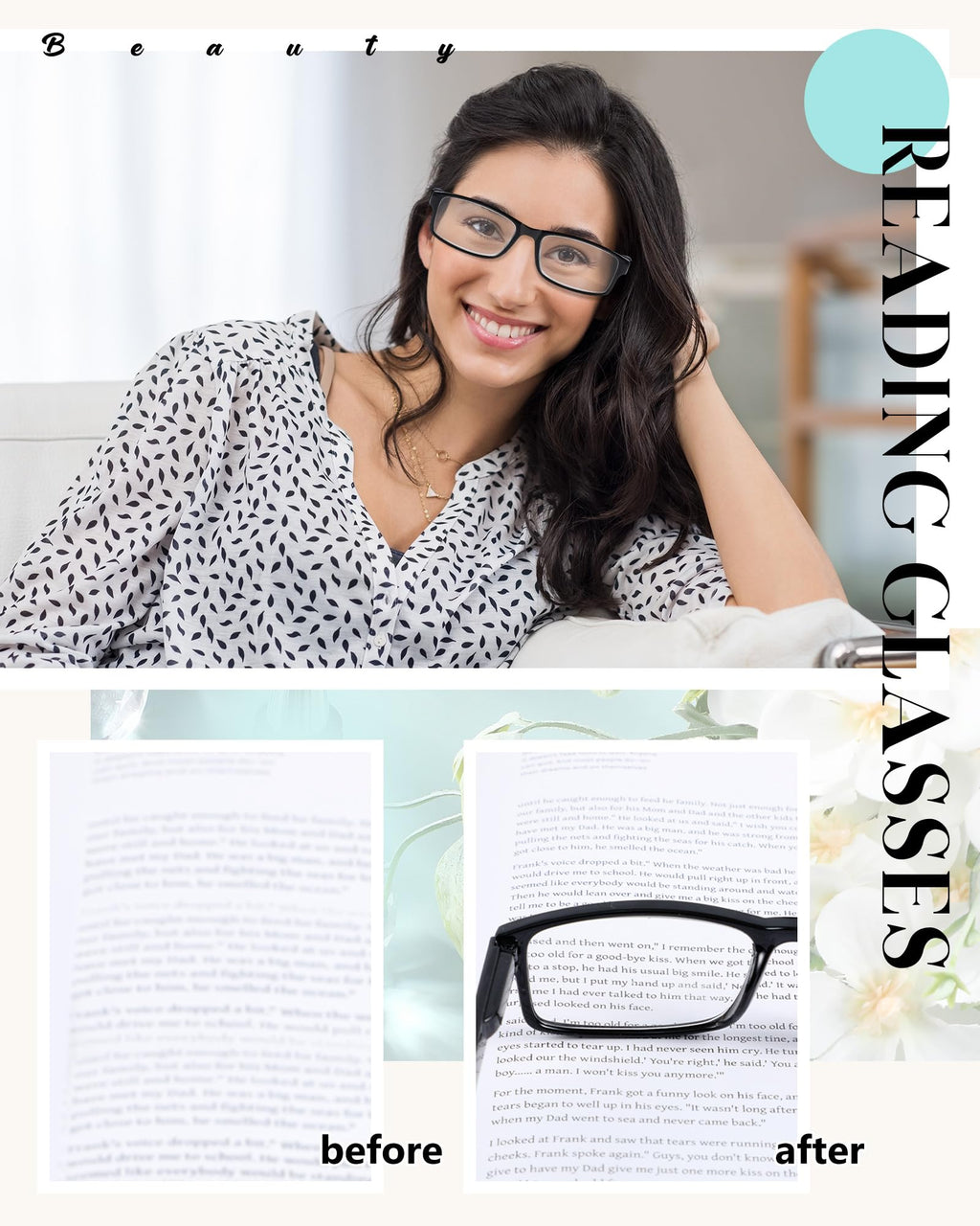 Yexiya 50 Pack Reading Glasses Bulk Frame Eyeglasses with Spring Hinge Traditional Adjustable Non-Prescription Glasses for Men Women(1.5 Diopters,Black)