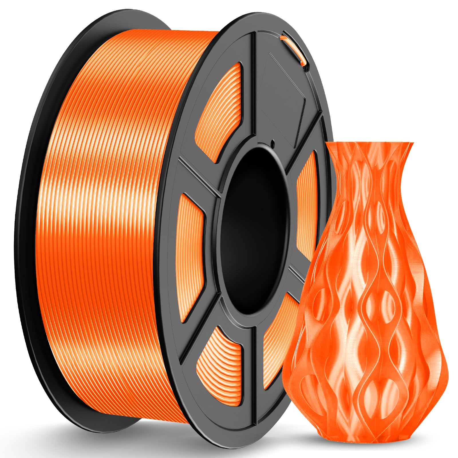 JAYO Silk PLA Filament 1.75mm Orange 1.1kg, Metal-Like Shiny PLA, Smooth Silky Finish, Easy to Print, Accuracy +/- 0.02mm, Fits for Most FDM 3D Printers
