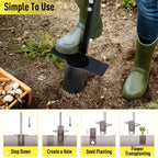 Jardineer 2PCS Bulb Planter Tools Set, Long Handle Garden Transplanter and Small Bulb Planting Tool with Deep Marker, Ideal for Planting Bulbs, Seedlings, Flowers & Vegetables