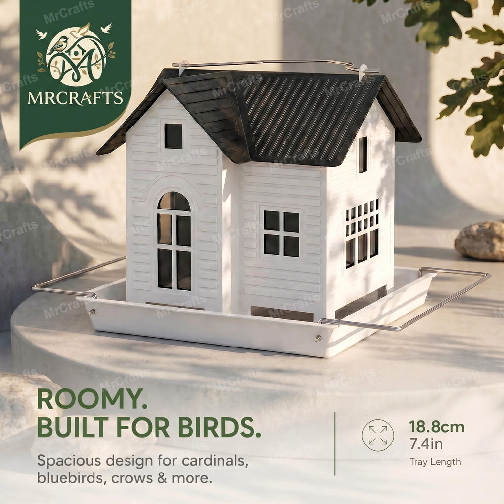 MrCrafts Solar Bird Feeder - Hanging Metal Bird House Feeder with Solar Lights, Outdoor Solar Lantern, Garden Decor for Outside, Unique Gifts for Mom, Grandma, Christmas