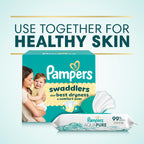 Pampers Aqua Pure Baby Wipes, Unscented, Fragrance Free, 99% Water, Water Based, Multi-Use, 336 Wipes Total (6X Flip-Top Packs)