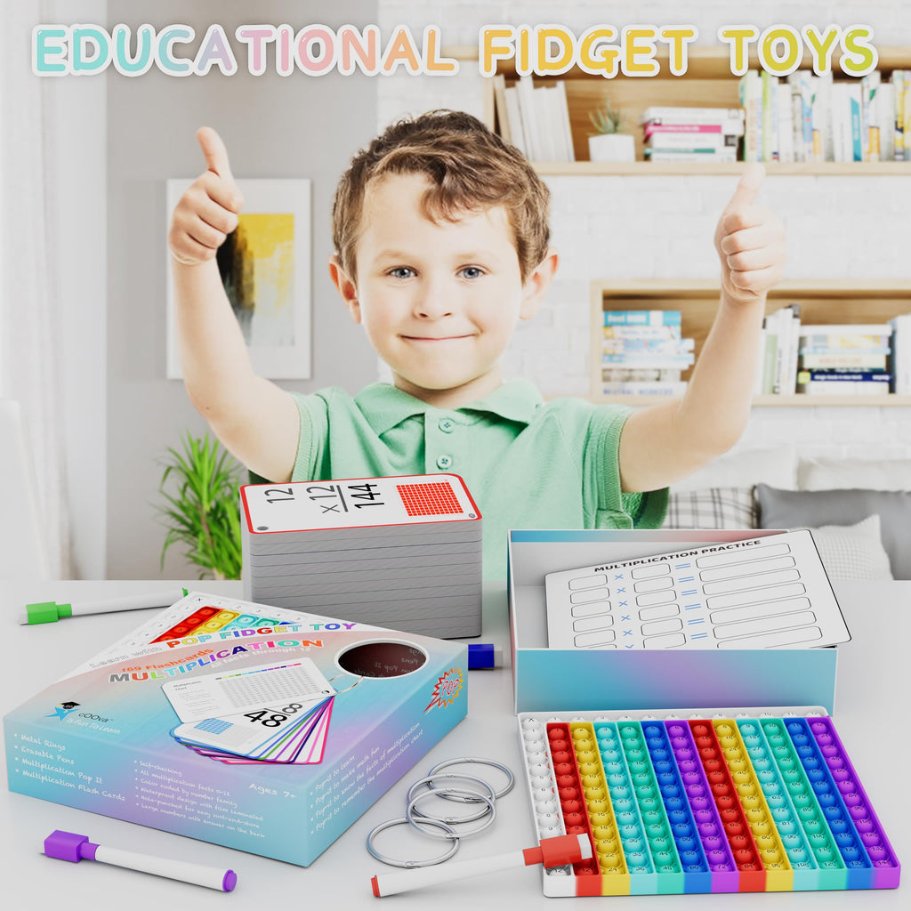 COOVA Multiplication Flash Cards + Multiplication Chart - Math Manipulatives Fact Cards - Mutiplication Game Flashcards - Times Table Multiplication Flash Cards 3rd Grade, 4th, 5th, 6th Grade