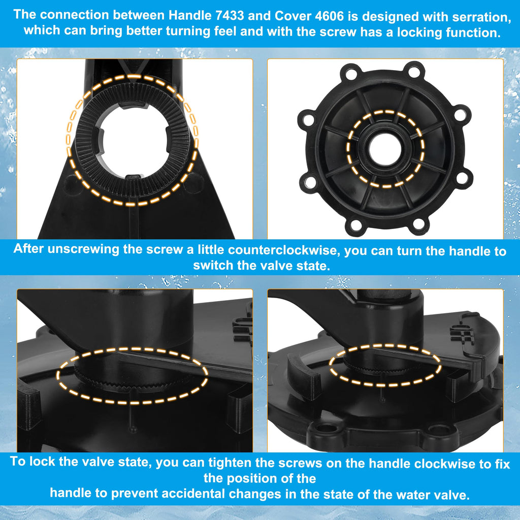 NURATIT 2-Port/3-Port Pool Valve Rebuild Kit Compatible with Jandy 2-way/3-way 4716, 4717 Valves, and Jandy Gray Series Valves. Includes Handle 7433, Valve Cover 4606, Diverter Valve 4720 (2 Pack)